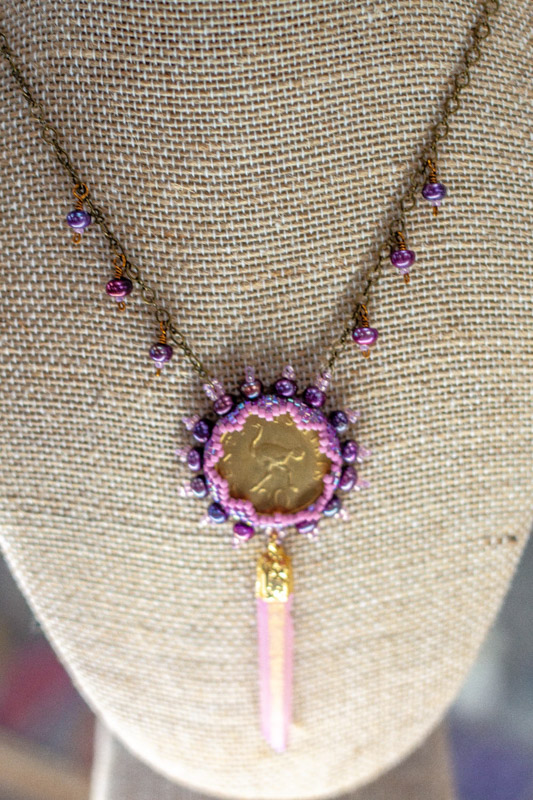 Pink Coin Necklace beading classes