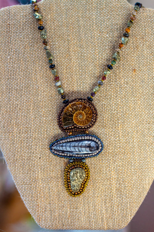 Ammolite, Trilobite, Pyrite Necklace - semi-precious stones