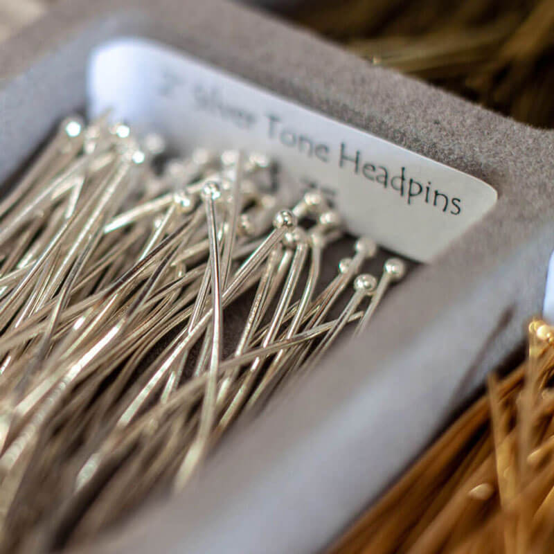 Silver Tone Headpins - jewelry making supplies